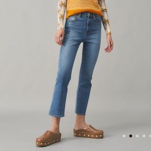 Tory Burch CROPPED BOOT-CUT MARBLE JEAN